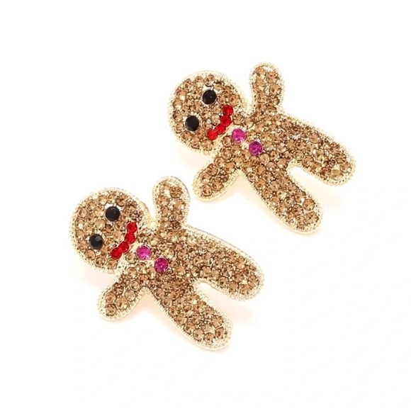 Gingerbread Christmas Crystal Earrings - Picture 4 of 7